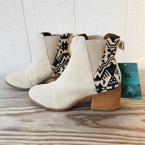 Toms Esme Birch Suede Leather Metallic Jacquard Womens Bootie Sz 8 10012475